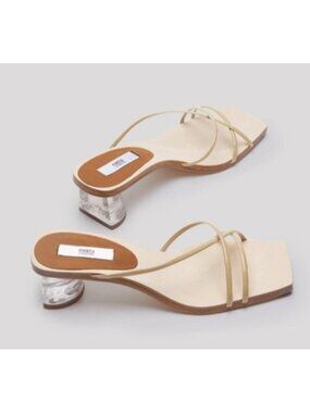 Miista London Nude Leather Strappy Clear Block Heel Sandals EU 40 Made Spain
